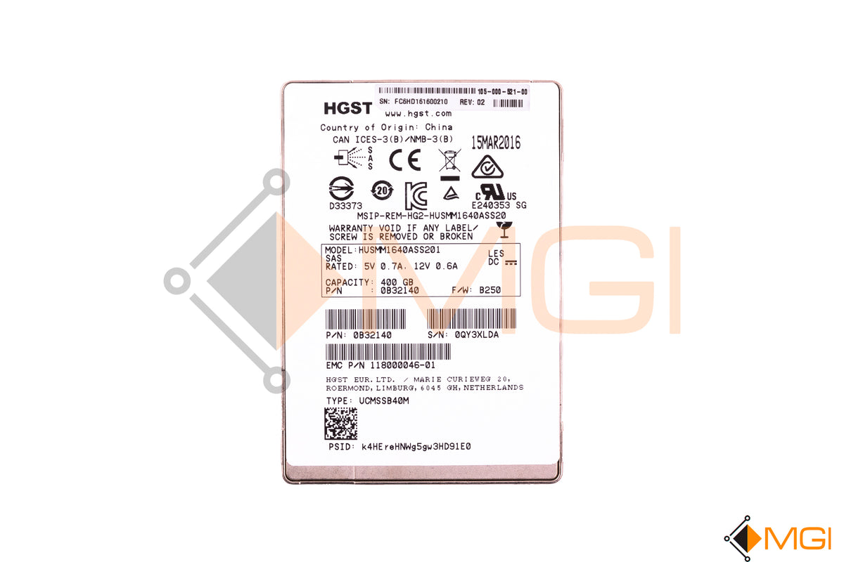 118000046-01 (NO TRAY) EMC HGST 400GB SAS 2.5 SSD - MGI – MGI