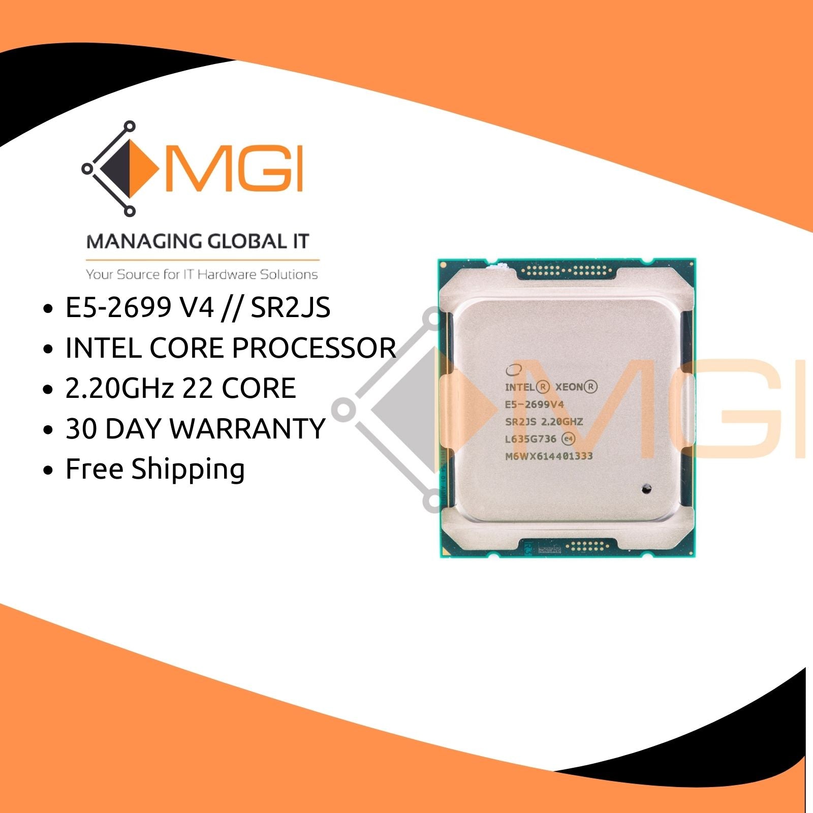 Intel Xeon SR2JS E5-2699 - 22-Core Processor V4 2.2GHz E5-2699V4 
