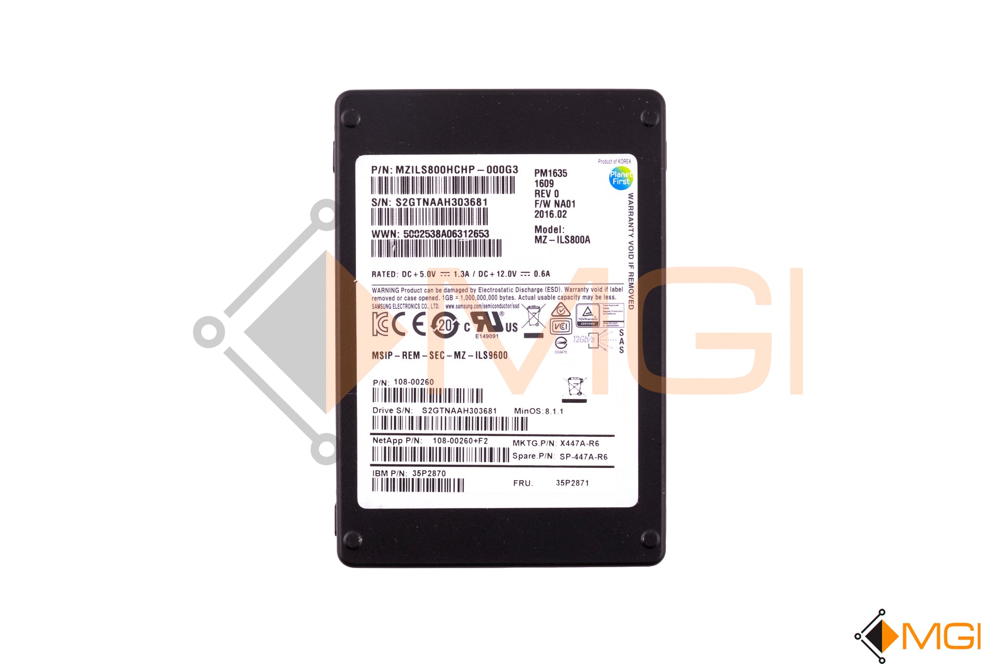 MZ-ILS800A (NO TRAY) SAMSUNG 800GB SAS 6GBS 2.5