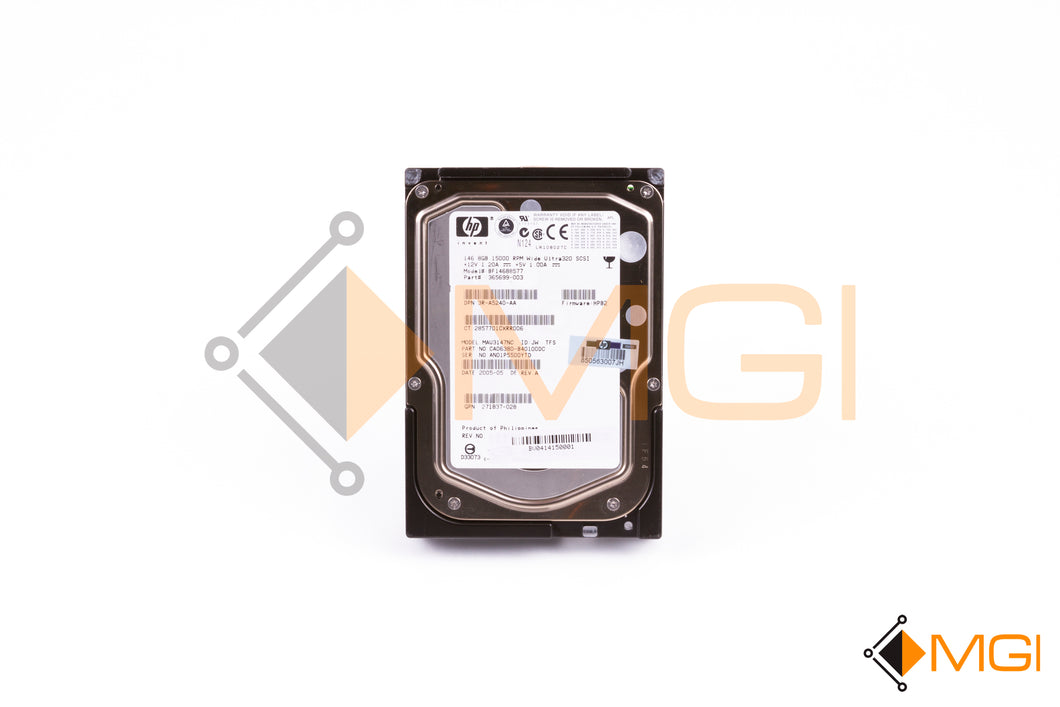 365699-003 HP 146.8GB 15000RPM WIDE ULTRA320 SCSI HARD DRIVE FRONT VIEW 