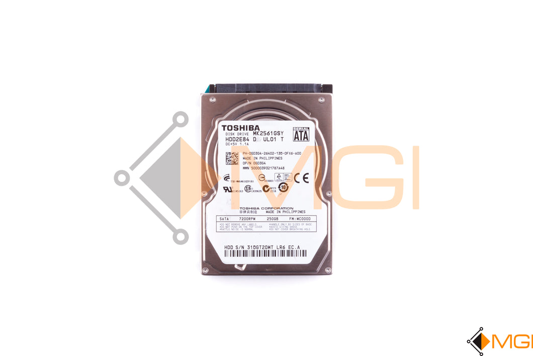 GD3G4 DELL 250GB 2.5 9MM 7200RPM SATA HDD FRONT VIEW  