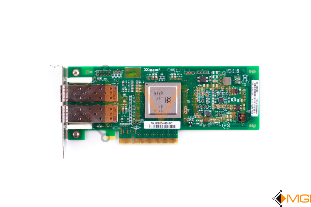 RW9KF DELL SANBLADE 8GB DUAL PORT PCI-E FIBRE CHANNEL HOST BUS ADAPTER TOP VIEW 