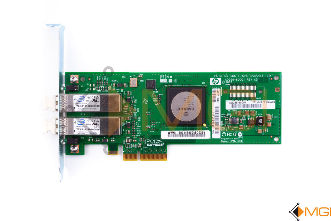 AD355-60001 HP DUAL PORT 4GBPS FC HBA PCIE TOP VIEW