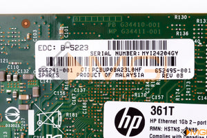 656241-001 HP ETHERNET 1GB 2-PORT 361T ADAPTER DETAIL VIEW
