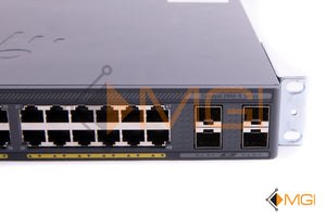 WS-C2960X-48LPS-L USED CISCO NETWORK SWITCH W/ RACKMOUNT BRACKETS W/ PORT BLANK PORT VIEW