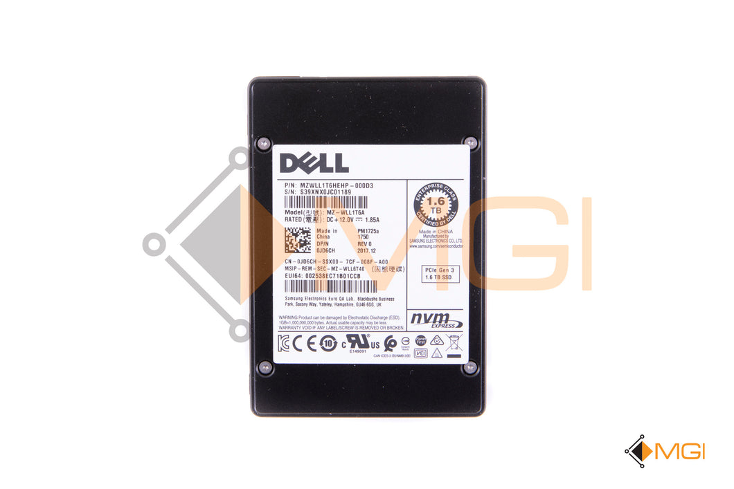 JD6CH DELL SAMSUNG 1.6TB SSD PCIe NVMe JD6CH MZ-WLL1T6A PM1725a FRONT VIEW 