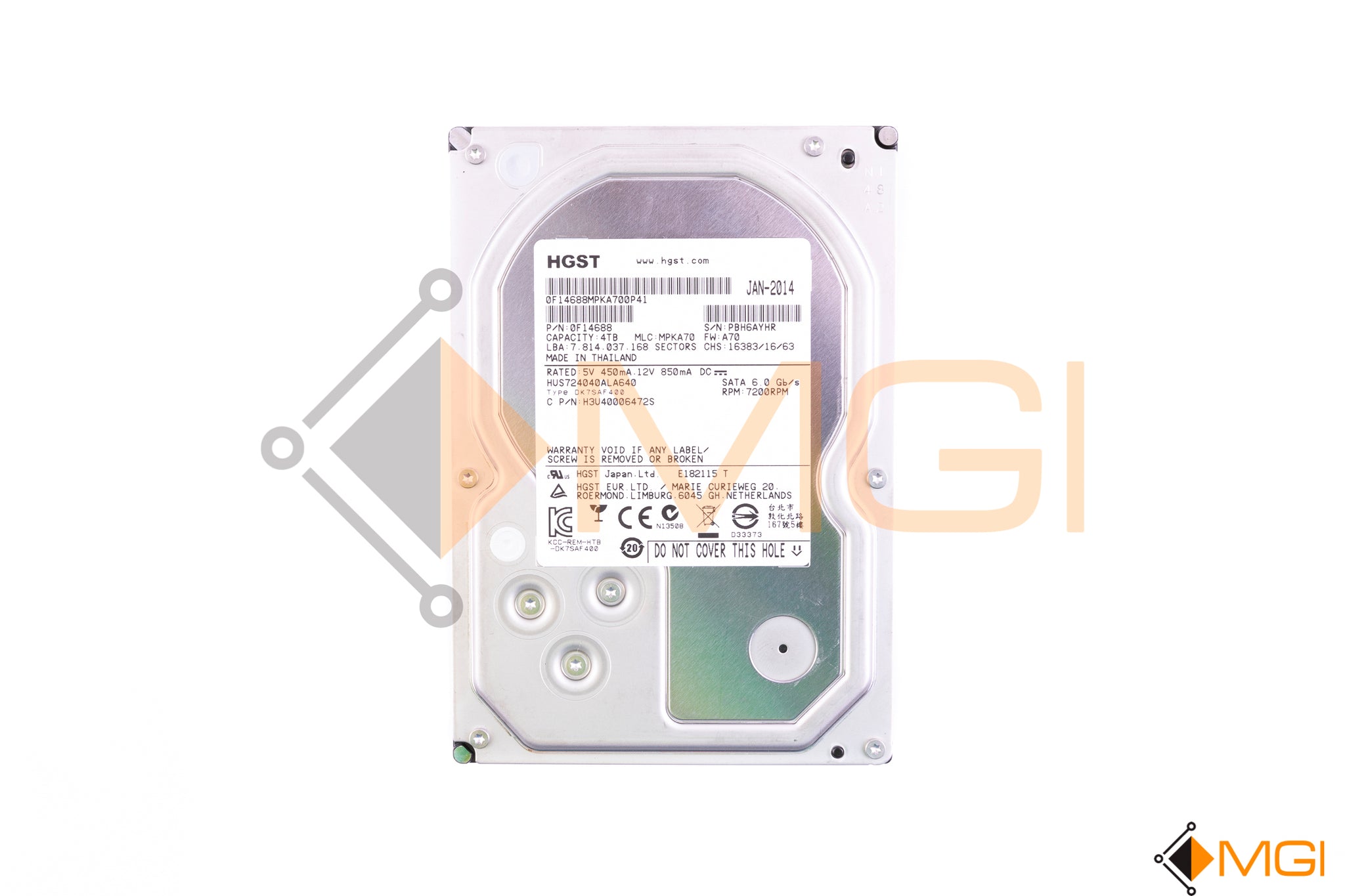 HUS724040ALA640 HGST 4TB 7.2K 3.0 Gb/s SATA 3.5 HDD - MGI – MGI